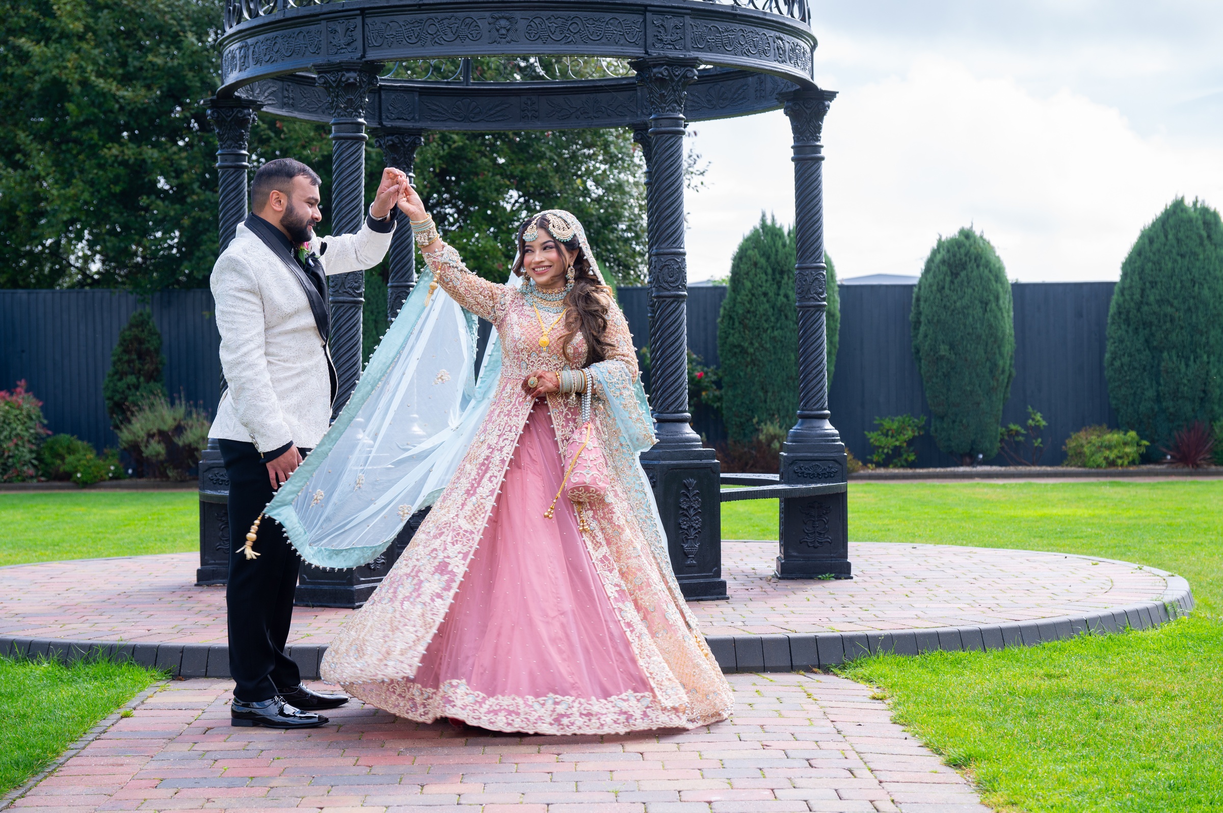 Bride and groom portrait at South Asian wedding, Eyecon Moments photography